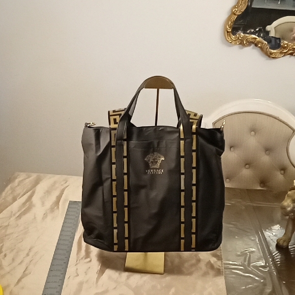 Versace Black and Gold Tote Bag with Gold Hardware - Picture 1 of 7